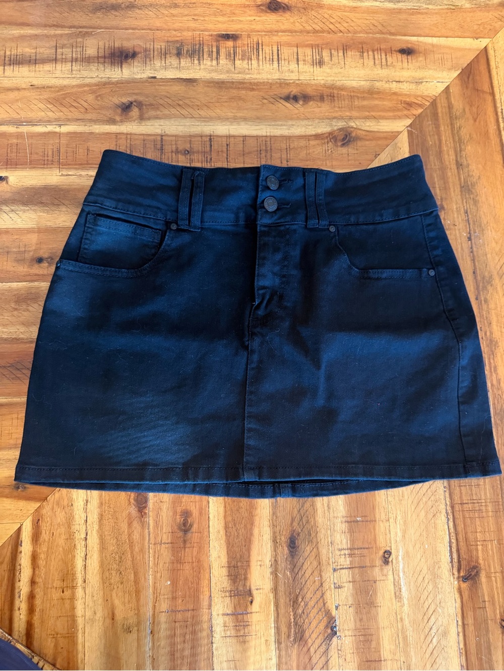 Black Denim Mini Skirt - Classic High-Waist